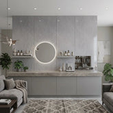 Grey marble PVC wall cladding 90×240cm installed in a modern living room by Solid Furniture UK