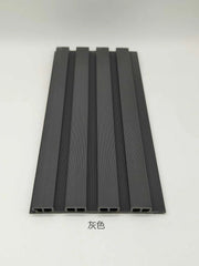 Grey outdoor wall panels 16x240cm pack of 12 UK by Solid Furniture LTD showing slatted composite design for exterior walls
