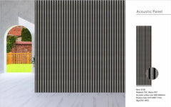 Grey quartz print acoustic wall panel with luxury 3D gold line design Solid furniture uk