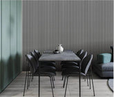 Grey slatted acoustic wall panel in large format for interior walls Solid furniture uk