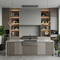 Grey Sparkle gloss PVC wall panel installed in a contemporary kitchen from Solid Furniture UK