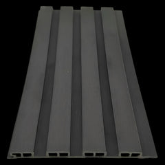 Close-up of grey seamless waterproof WPC wall panels 16×240cm pack of 12 by Solid Furniture UK
