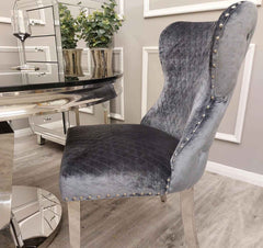 Chelsea Chrome Grey Shimmer Dining Chairs SOLID FURNITURE