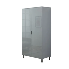 High gloss 2 door wardrobe with modern design for bedroom storage