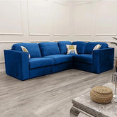 Hudson 4 piece corner sofa in marine blue with modular design solid furniture UK