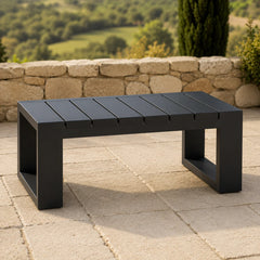 Ikos Onyx outdoor coffee table view with slatted top design, weather-resistant garden furniture table for modern patio setting solid furniture UK