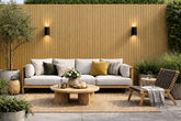 Installed khaki outdoor wall panels 16x240cm pack of 12 UK by Solid Furniture LTD on exterior wall with soft modern finish