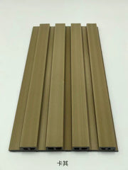 Front view of khaki WPC outdoor wall panel 180cm and 290cm in the UK by Solid Furniture LTD, displaying clean structured slat design and earthy modern finish