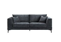 Lenox 2-seater sofa in steel grey velvet, minimalist contemporary design
