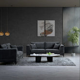 Lenox sofa styled in a modern living room with mid-century furniture solid furniture UK