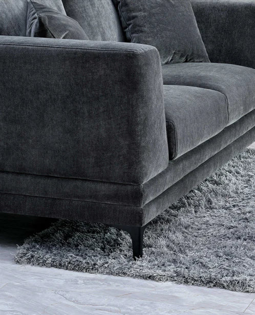 Side view of Lenox sofa showing wooden plinth and squared edges solid furniture UK