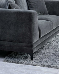Side view of Lenox sofa showing wooden plinth and squared edges solid furniture UK