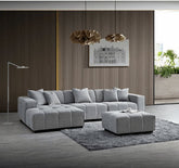 Leonard left hand corner sofa in cloudy grey bouclé fabric modern modular living room sofa - SOLID FURNITURE LTD