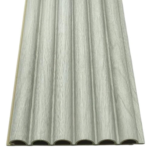 Light Grey Fluted WPC Wall Panels by Solid Furniture UK featuring a modern textured interior design