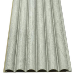 Light Grey Fluted WPC Wall Panels by Solid Furniture UK featuring a modern textured interior design