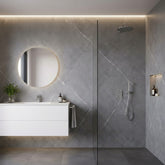 Light Grey Marble PVC Wall Panels 60×240cm installed in a contemporary bathroom from Solid Furniture UK