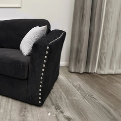 Lincoln 3 and 2 seater sofa in ebony black crushed velvet upholstery solid furniture UK