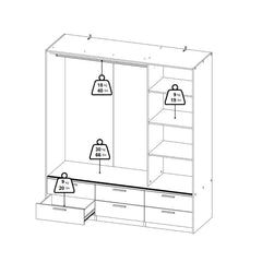 High-quality white finish on Line White 3-Door Sliding Wardrobe