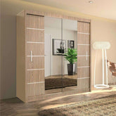 LISBON oak sliding door wardrobe with mirror in a modern bedroom