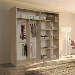 LISBON oak sliding mirrored wardrobe in a contemporary bedroom setting