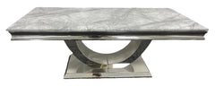 London 120cm grey ceramic coffee table with chrome U-shaped base by Solid Furniture UK