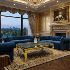 Louis 120cm Black Marble Coffee Table with Gold Frame in Living Room | Solid Furniture UK