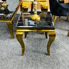 Louis lamp table with black marble top and gold frame main view by Solid Furniture UK