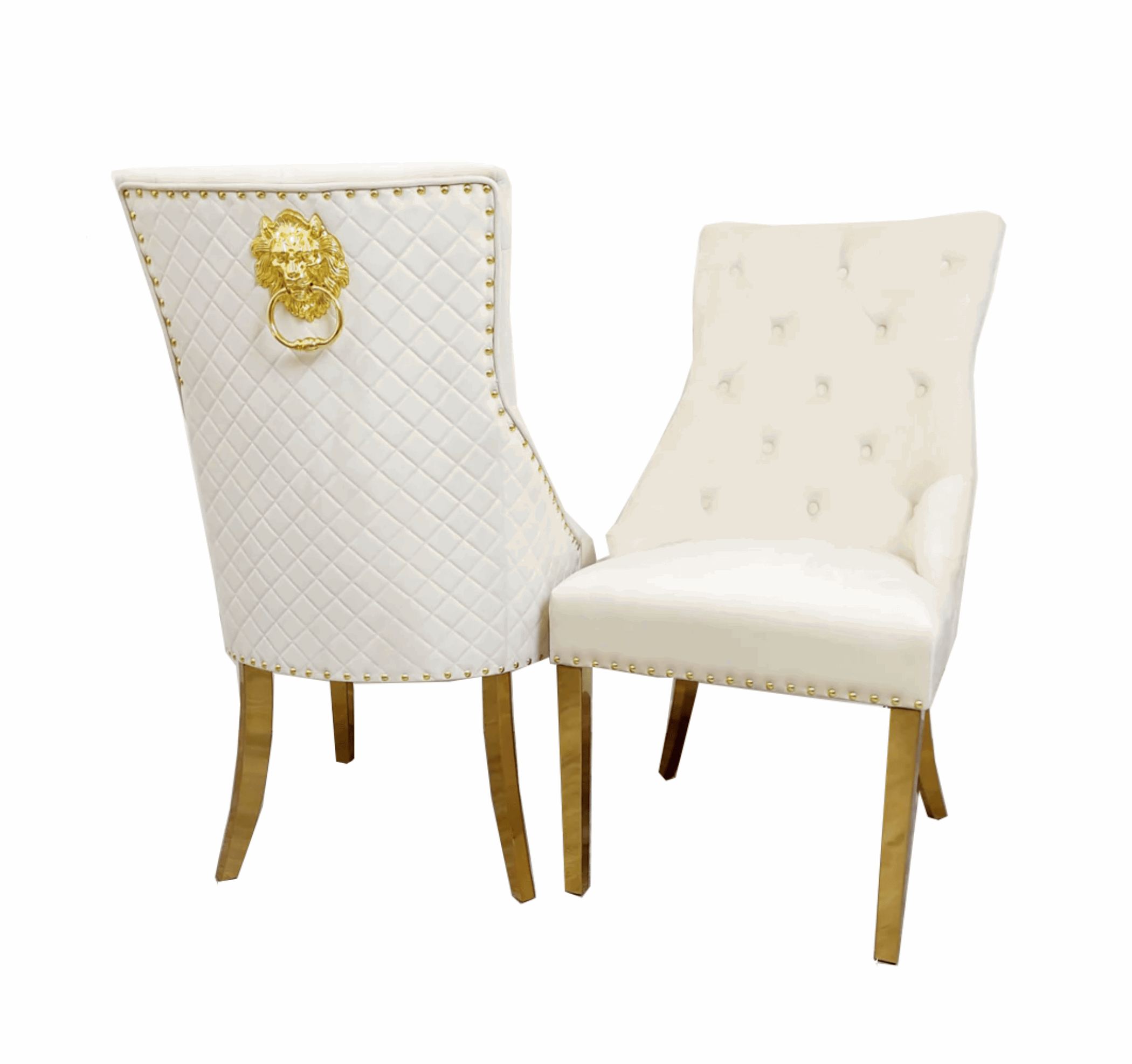 Pandora Marble Louis Gold with Bentley Gold Cream Chairs