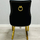 Back view of Majestic Black Gold dining chair showing high back support and elegant upholstery from Solid Furniture UK