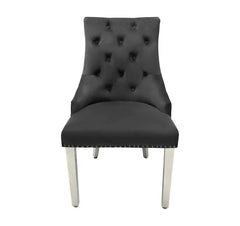 Majestic dining chair main front view with lion knocker dark grey upholstered chair UK Solid Furniture UK