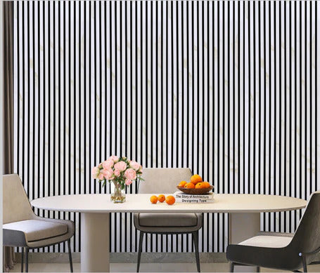 Marble white slatted acoustic wall panels installed in a modern UK living room solid furniture uk