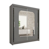 Marika grey sliding wardrobe with full-length mirrored doors in modern bedroom