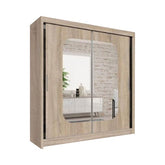 Marika oak sliding wardrobe with full-length mirrored doors in modern bedroom