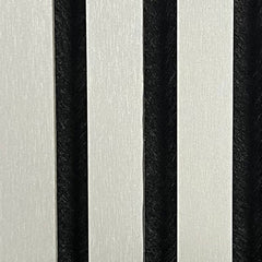 Full close-up view of metallic light grey acoustic wall panel 60x240cm UK showing detailed slatted texture and finish. solid furniture UK