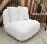 Miami Accent Swivel Chair in white with two scatter cushions for living room décor