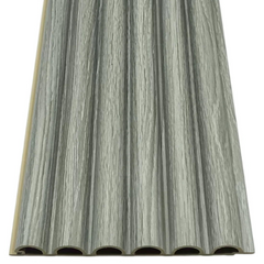Mid Grey Fluted WPC Wall Panels 15x240cm by Solid Furniture UK showcasing a stylish decorative interior wall design