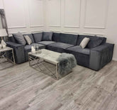 Close-up of Deep Cushions on Midland Velvet Corner Sofa for Ultimate Comfort SOLID FURNITURE UK