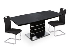Milan 140cm to 180cm extending dining table black finish by Solid Furniture UK modern extendable dining table UK furniture