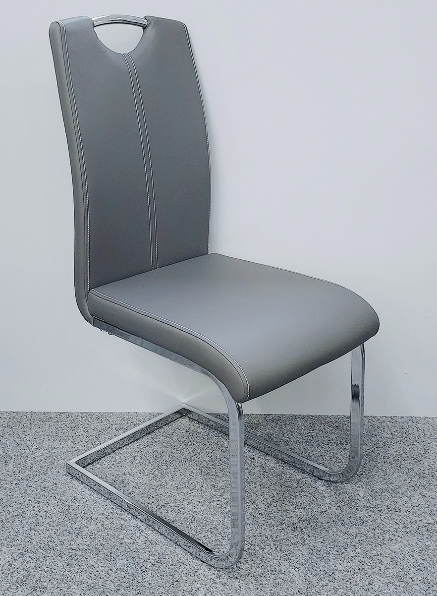Grey Milan Dining Chair Set of 2 front view modern dining chairs UK Solid Furniture UK