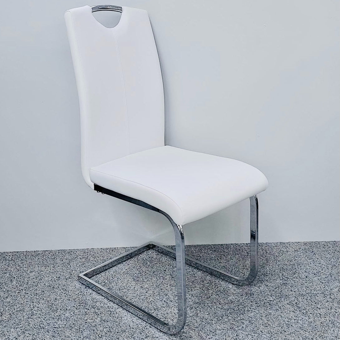 White Milan Dining Chair Set of 2 front view modern dining chairs UK Solid Furniture UK home furniture