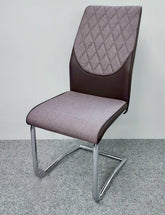 Set of Milan dining chairs with grey upholstered seats and chrome steel frames, comfortable modern chairs designed for luxury dining rooms – Solid Furniture UK
