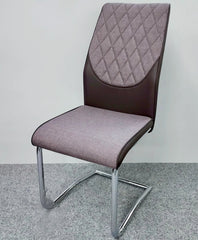 Set of Milan dining chairs with grey upholstered seats and chrome steel frames, comfortable modern chairs designed for luxury dining rooms – Solid Furniture UK