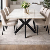 Milan rectangular ceramic dining table with chairs – Solid Furniture UK