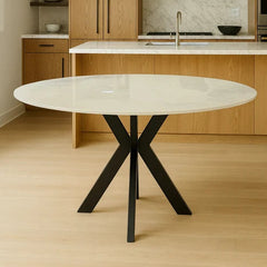 Milan round ceramic dining table main view – Solid Furniture UK