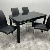 Morano black glass dining table by Solid Furniture UK modern tempered glass dining table for stylish UK homes dining room furniture set