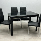Morano black glass dining table with California chairs 5-piece set by Solid Furniture UK modern dining set for UK homes