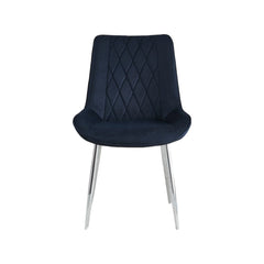 Mortiz black velvet dining chair with chrome frame main view from Solid Furniture UK
