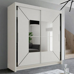 Nicole White Wardrobe with Sliding & Mirror Door | Fast UK Delivery solid furniture UK