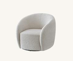 Front view of Nolita Bouclé Accent Chair in neutral teddy fabric showing comfortable ergonomic seat UK solid furniture UK