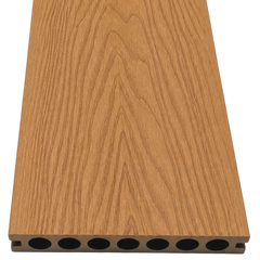 Close up view of oak composite decking boards with realistic wood grain finish from Solid Furniture UK